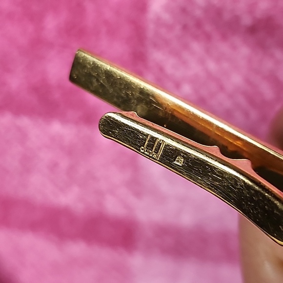 Dunhill Tie pin Clip Bar color Silver and Gold Dunhill Logo Men's Jewelry - Picture 5 of 6